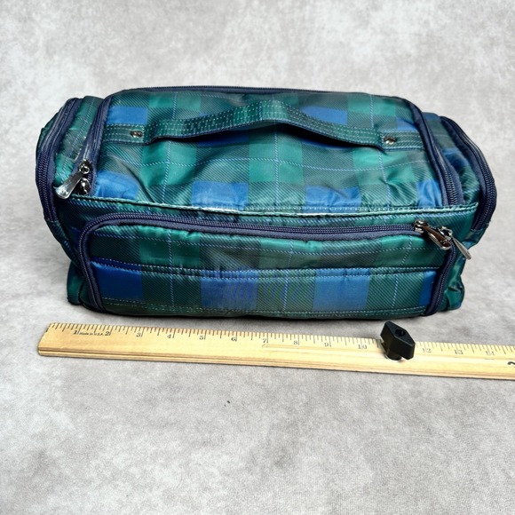 Lug Trolley XL Travel Cosmetic Toiletry Bag Plaid Green Blue - Picture 7 of 7